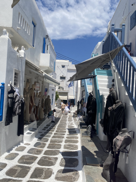 Scenic view of a neighborhood in Greece. 